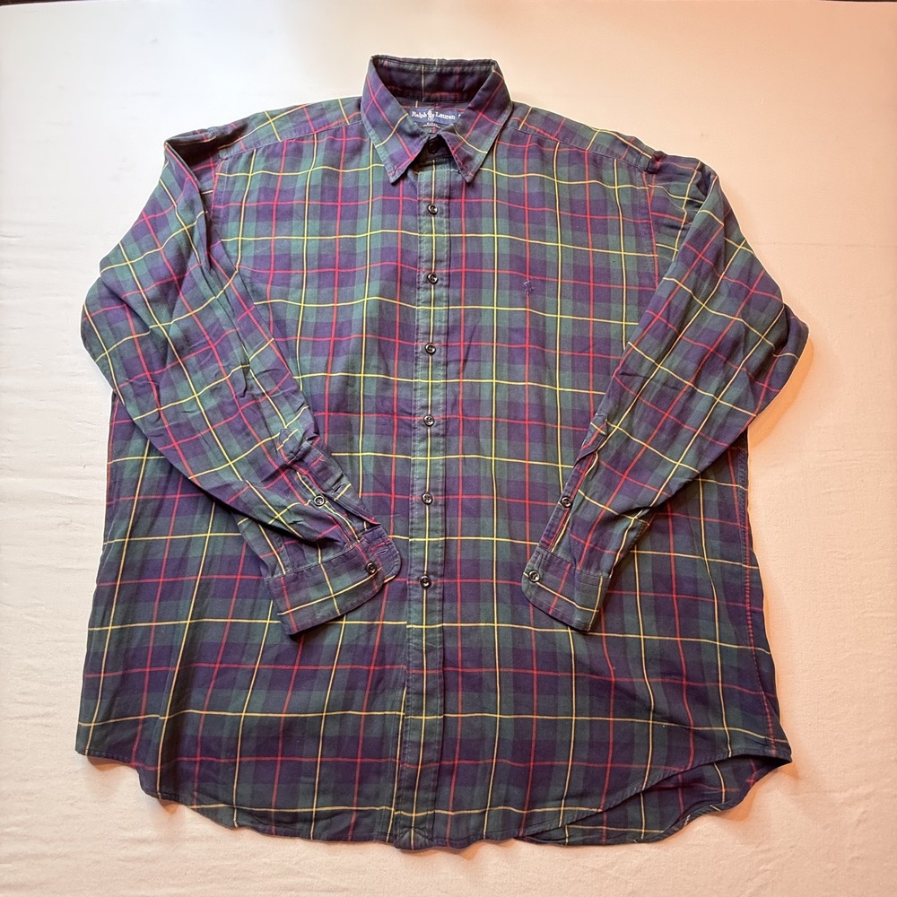 Ralph Lauren Shirt Mens XL Plaid Blake Button Down Casual